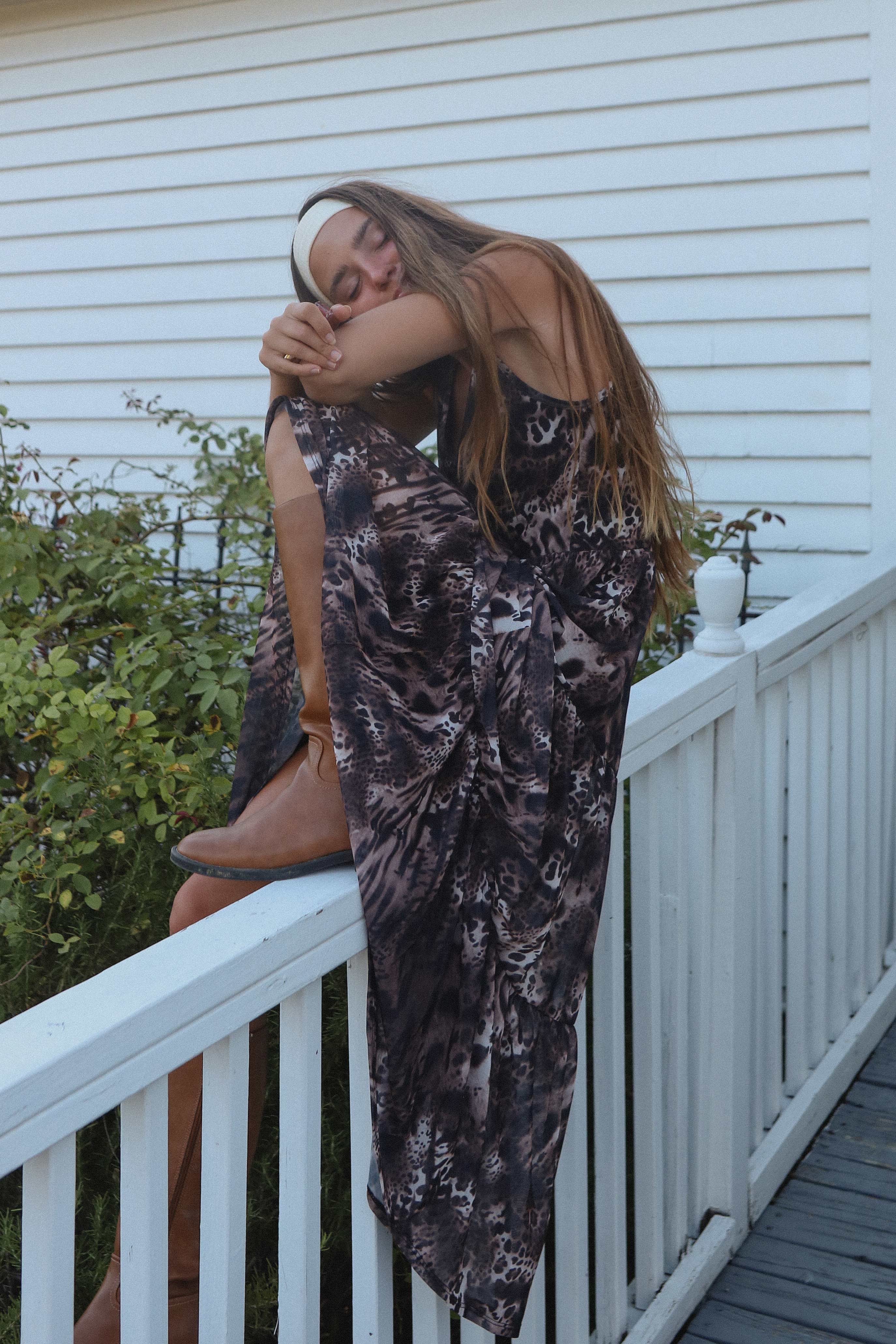 Leopard Brun ISD1099MESH Marina Mesh Dyreprint Kjole for engroshandel på Faire10