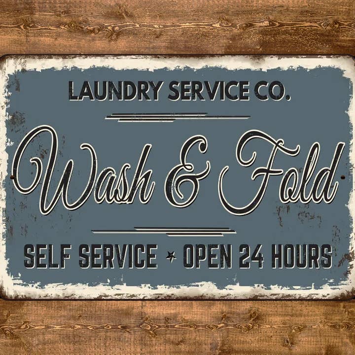 Laundry Service Wash and Fold sign Vintage Style for wholesale by Game Time Prints