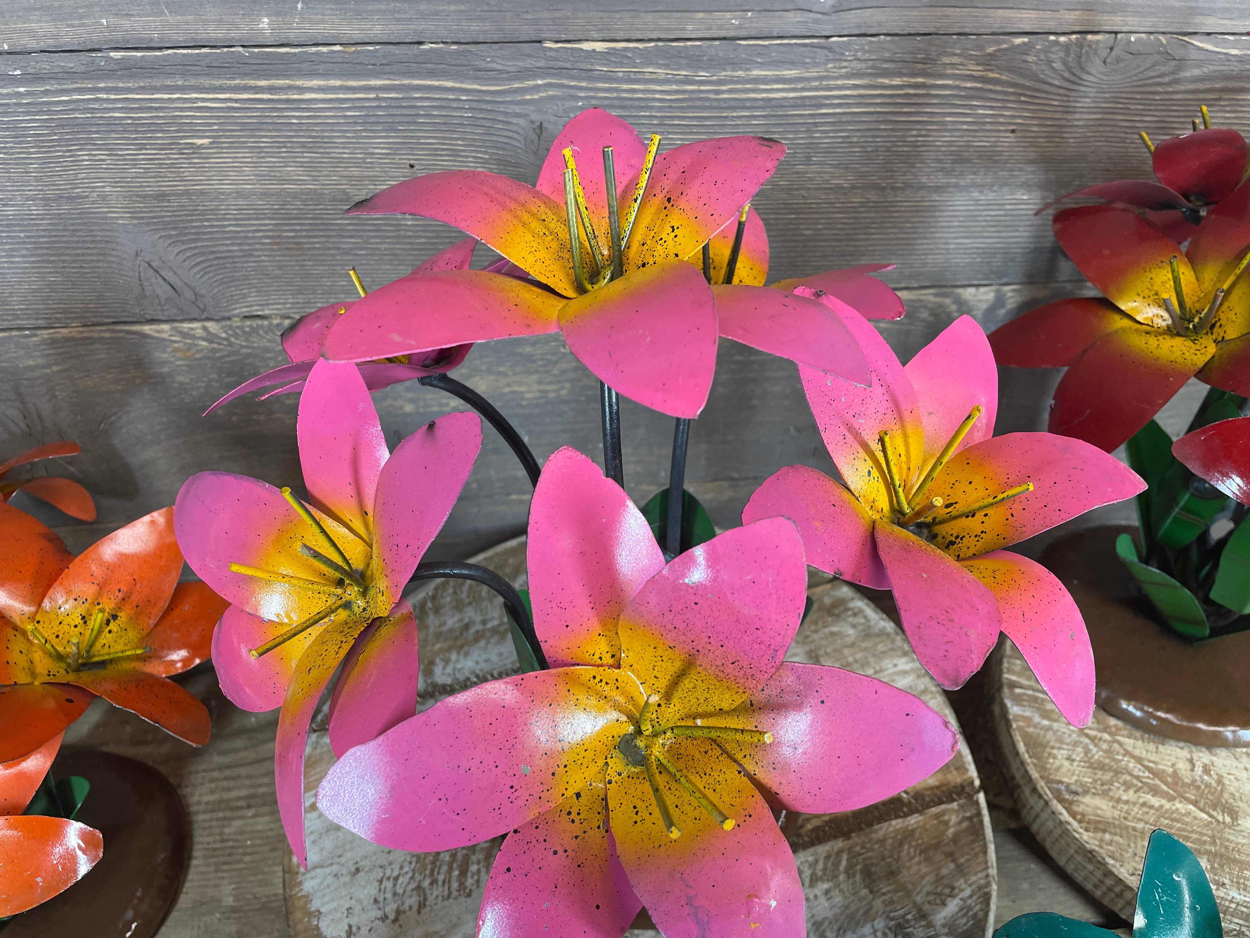 My Amigos Imports - Wholesale Artificial Flowers - Colorful Garden Lillies-Metal-Handmade-14x14-Garden Lilly1
