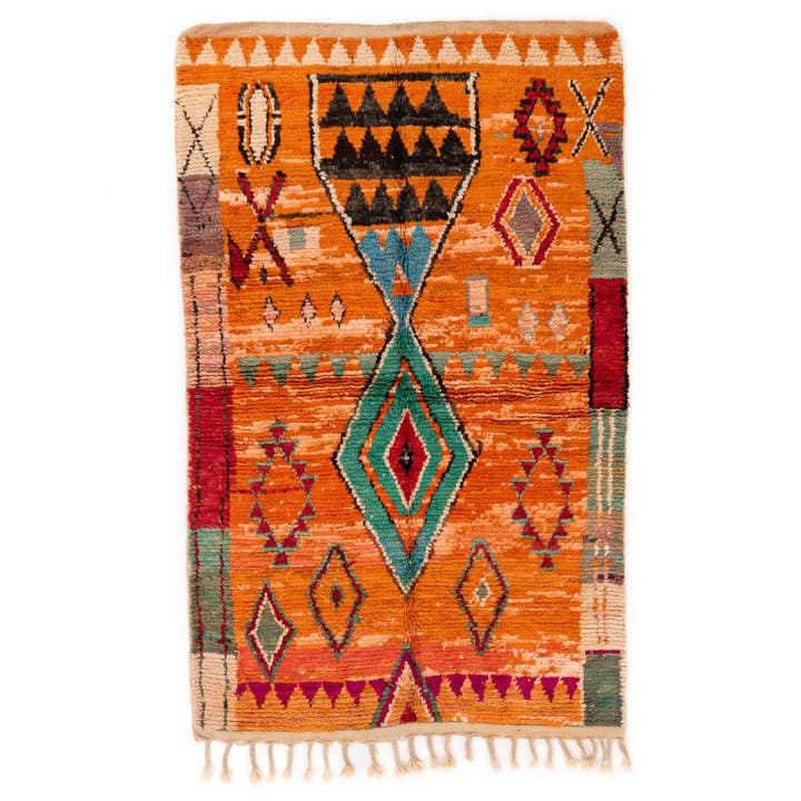 Tapis marocain vintage fait main 5,3 x 8,6 pieds (162 x 262 cm) pour la vente par Benisouk