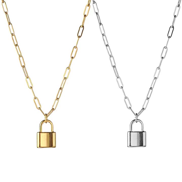 KIKICHIC - Wholesale Pendant/Charm Necklace - Lock Paper Clip Link Chain Necklace