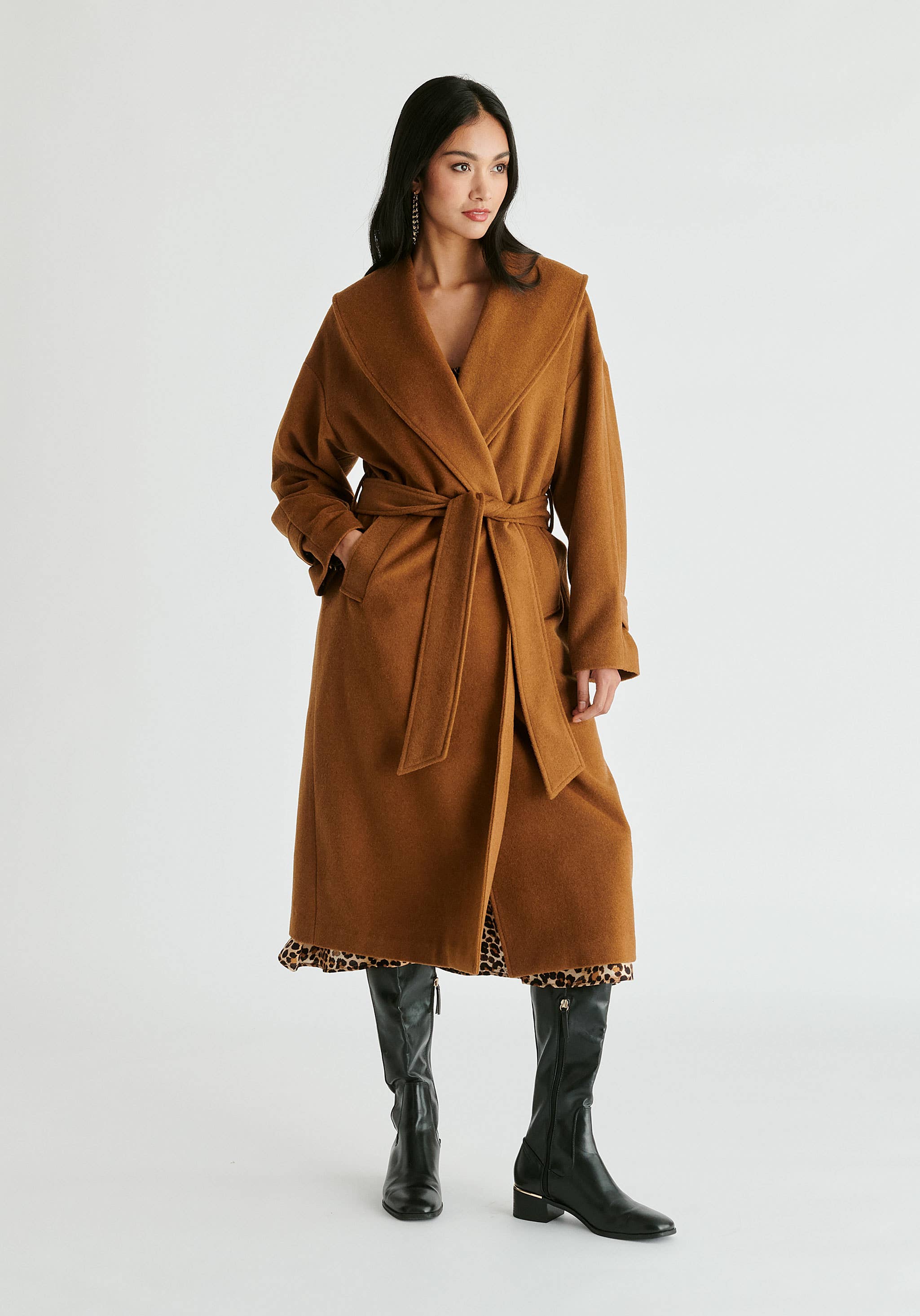 Paisie - Wholesale Coat - Women's - Shawl Collar Wool Coat with Belt3
