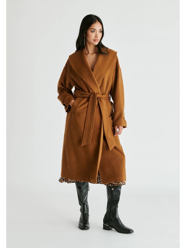 Paisie - Wholesale Coat - Women's - Shawl Collar Wool Coat with Belt3