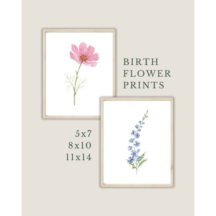 Birth Month Flower Prints | Set of all 12 Months, Watercolor for wholesale by Steadfast Brush