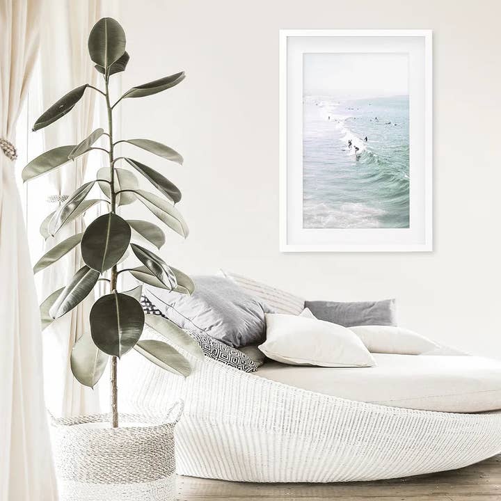 Art Lane – wholesale Art print – Pastel California Beach Print. Surfers and Ocean Waves3