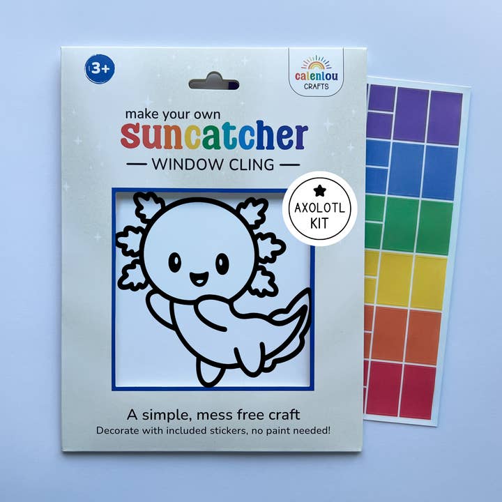 Axolotl Suncatcher Sticker Craft Kit for Kids for wholesale by Calenlou Crafts