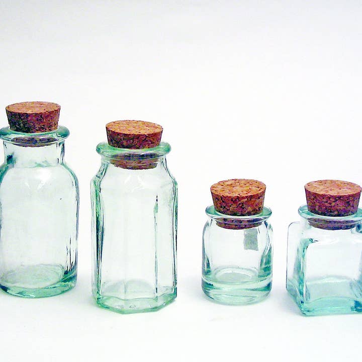 Kitchen Supply Wholesale – wholesale Jar – Green Glass Bottle with Cork Stopper, Multi-Pack