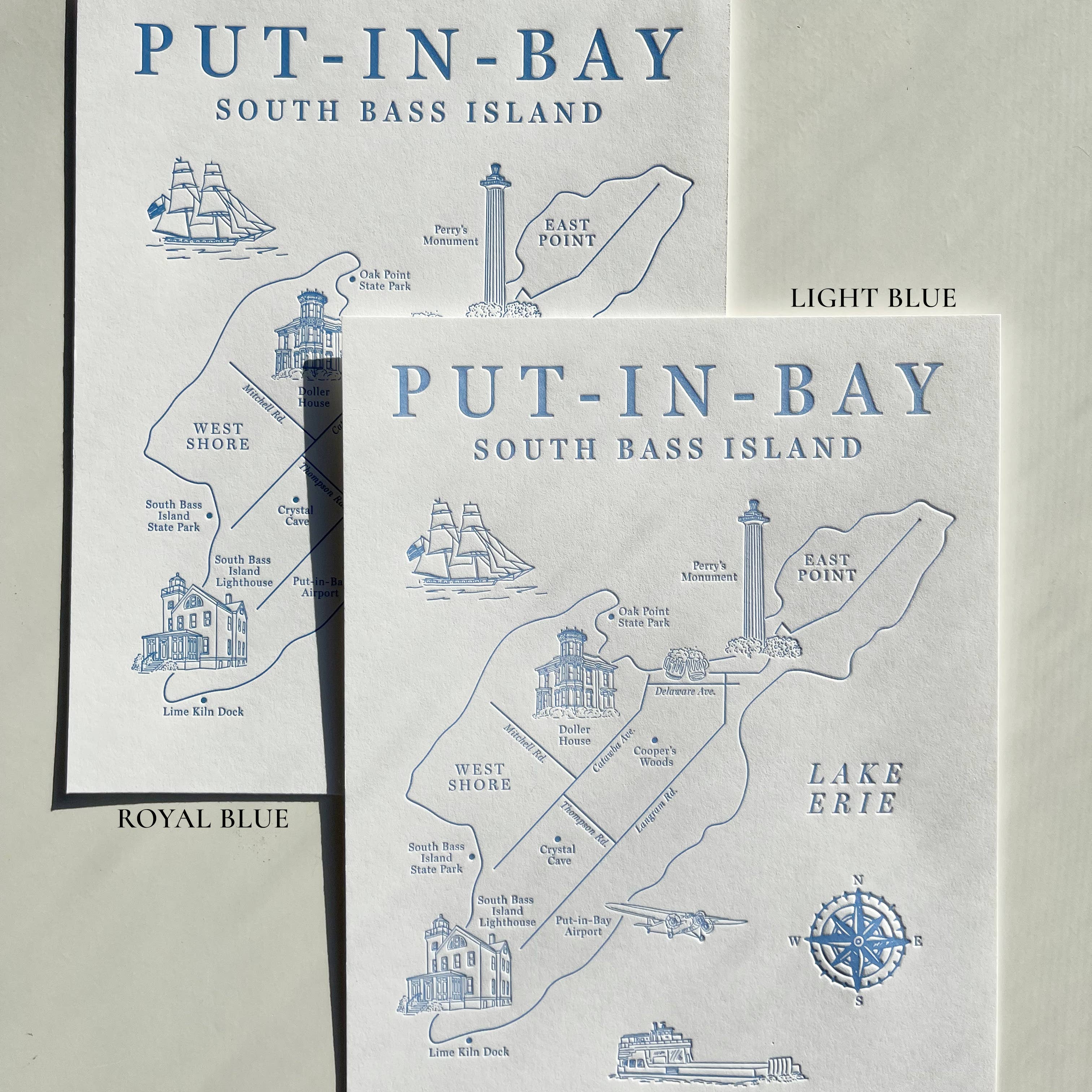 Made By Victoria Laine - Wholesale Art Print - Put-in-Bay Letterpress Map Print5
