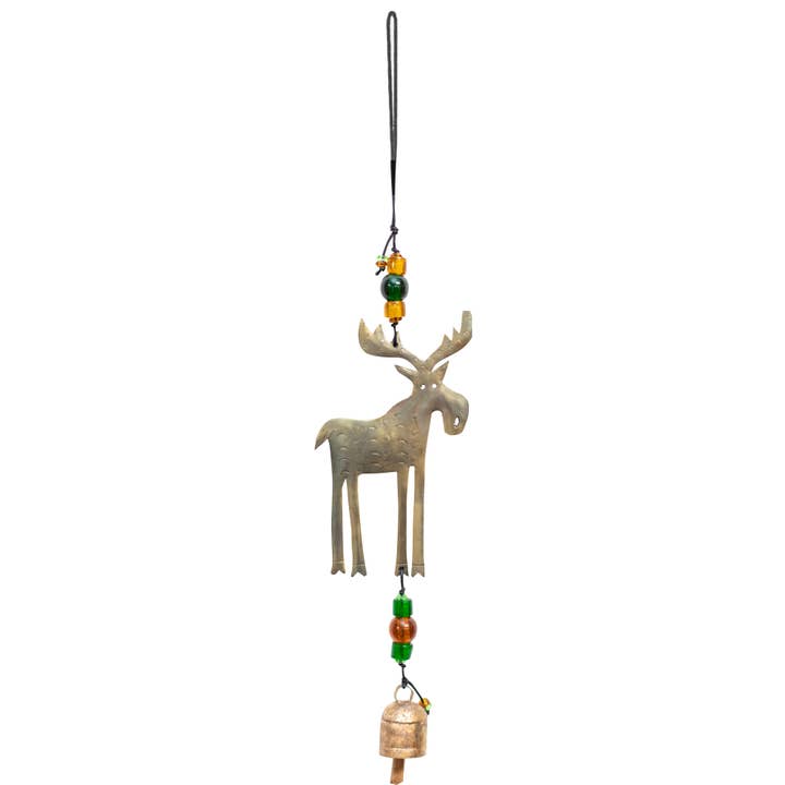 Moksha Imports - Wholesale Wind Chime - A Lone Moose/Beads & Bells/Min.2