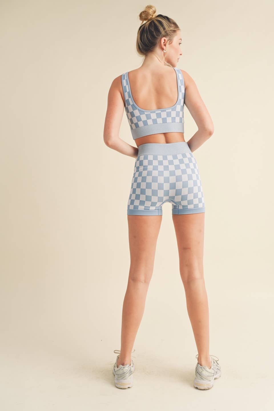 KIMBERLY C - Wholesale Activewear Set - Women's - Checkmate Cropped Two Piece Set29