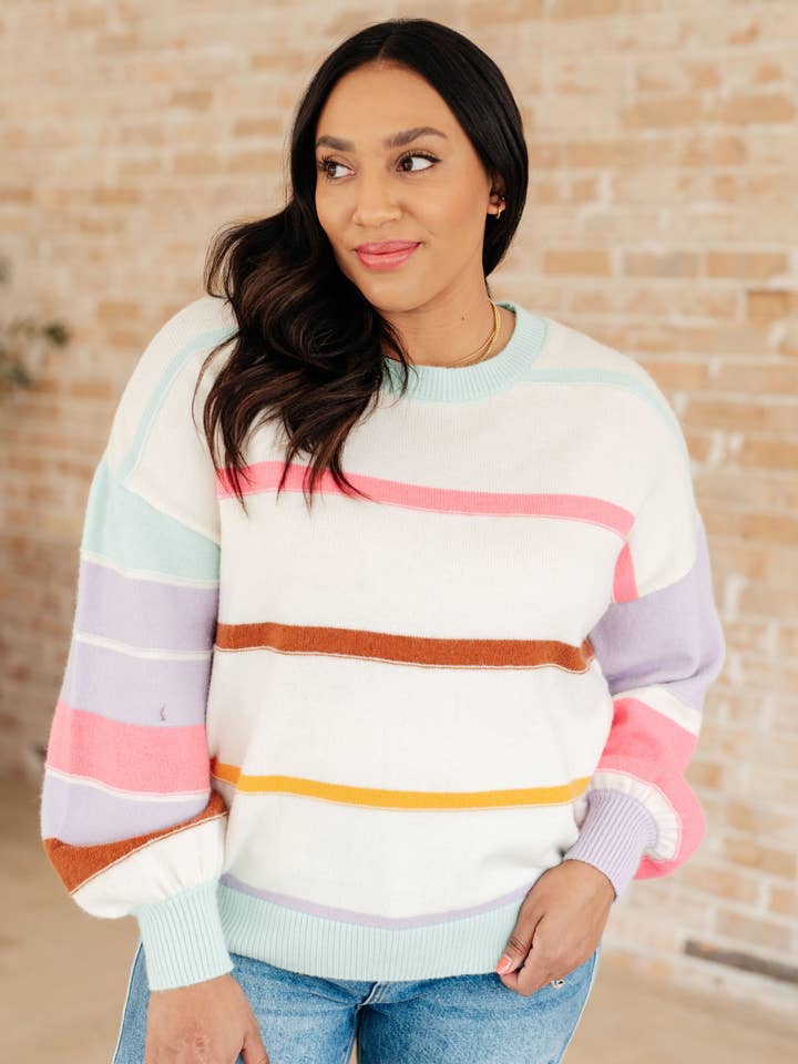 Flawless Features Striped Sweater for wholesale by Avenue Wholesale