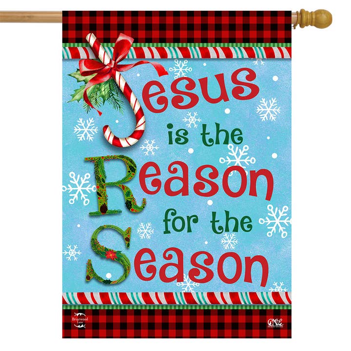 Reason For the Season Christmas Double Sided House Flag for wholesale by Briarwood Lane
