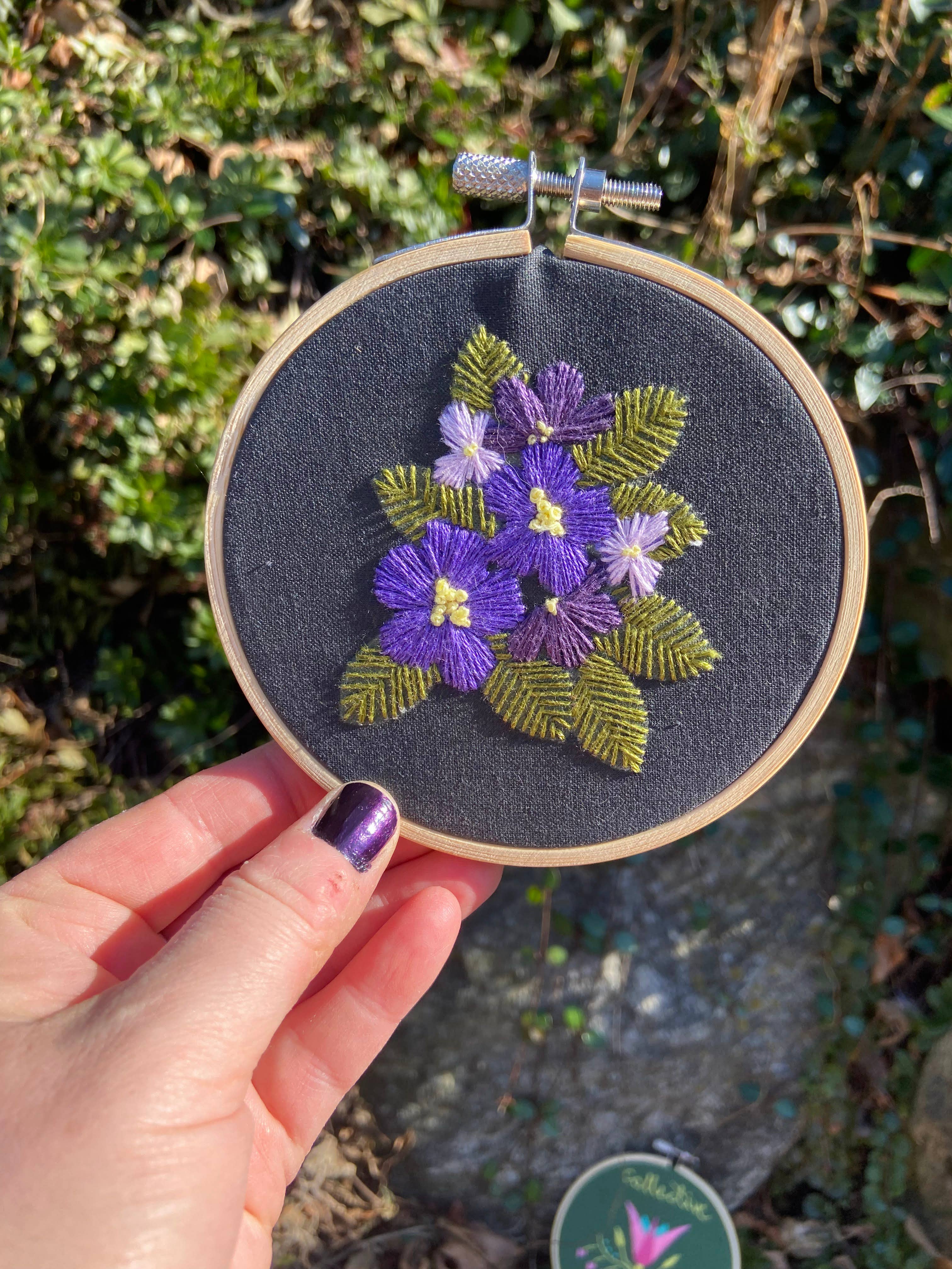 Open Coven - Wholesale Embroidery/Cross Stitch Supplies - African Violet 4 Inch Embroidery Kit2