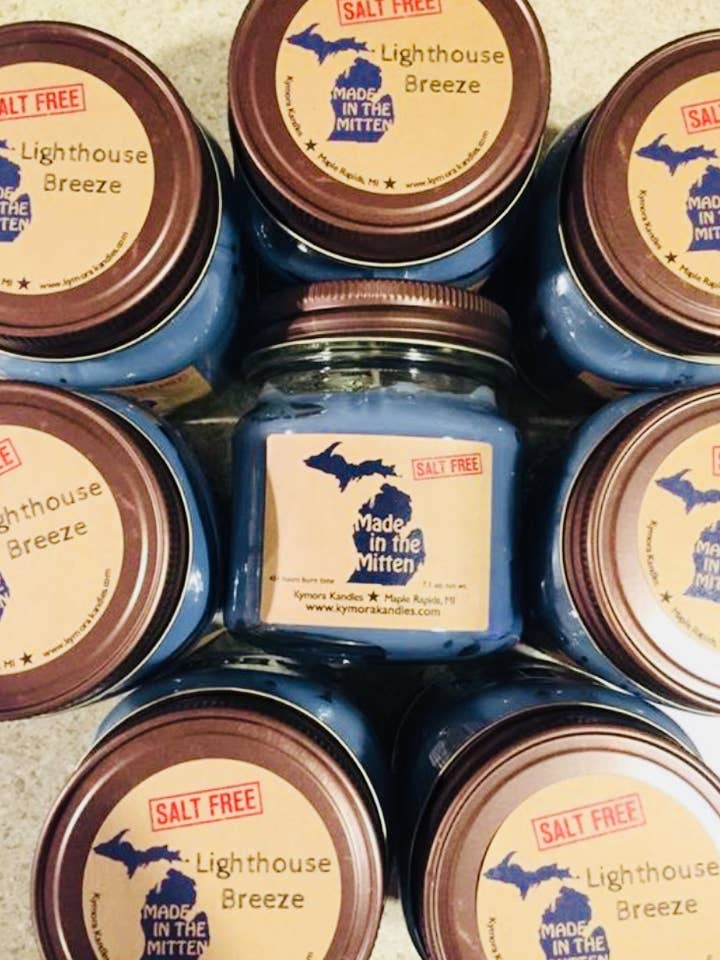 Mini Mason Jar Candle - Lighthouse Breeze for wholesale by Kymora Kandles