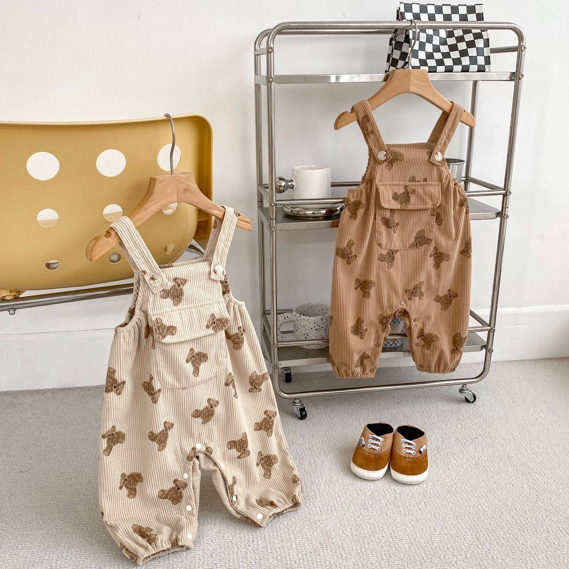 MyKids-USA® - Wholesale Overalls - Baby - Spring and Autumn Unisex Baby Corduroy Sleeveless Cute Teddy Overalls Romper4