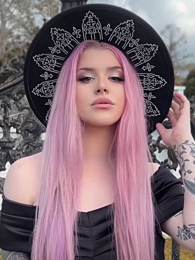 Sombrero vegano de ala ancha de fieltro, ala XL, «Corona de hierro forjado», WITCHWOOD X WITCHVOID para venta al por mayor de Witchwood Bags