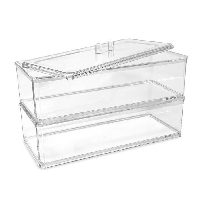 Isaac Jacobs International - Wholesale Drawer Organizer - Isaac Jacobs 2-Pack Acrylic Stackable Organizer w/Lid