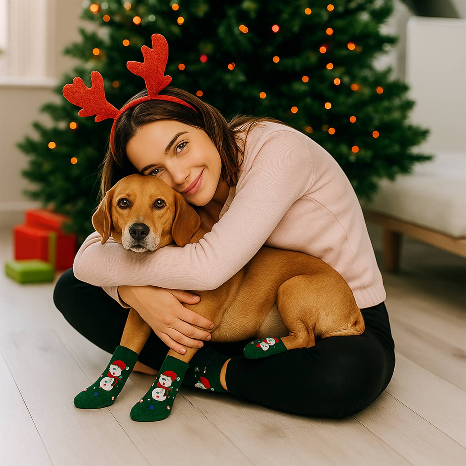 The American Gift Company (TAGCO) – wholesale Pet socks – Dog – Matching Pet And Owner Fun Socks - Holiday Light Bulbs2