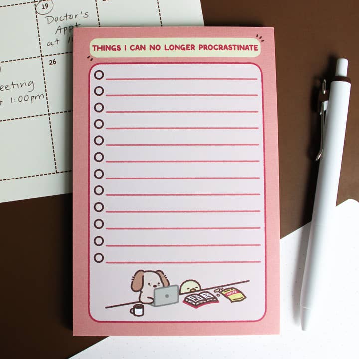 Things I Can No Longer Procrastinate • Notepad for wholesale by Sam’s Scribbles