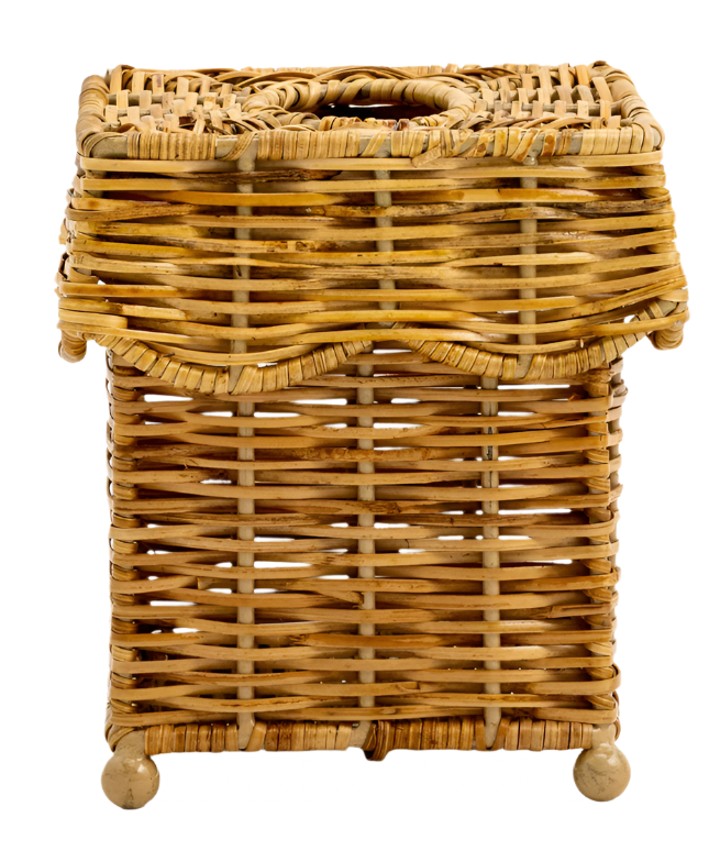 The Enchanted Home - Wholesale Basket - Natural Scalloped Wicker Wastepaper Basket & Tissue Holder2