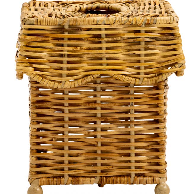 The Enchanted Home - Wholesale Basket - Natural Scalloped Wicker Wastepaper Basket & Tissue Holder2