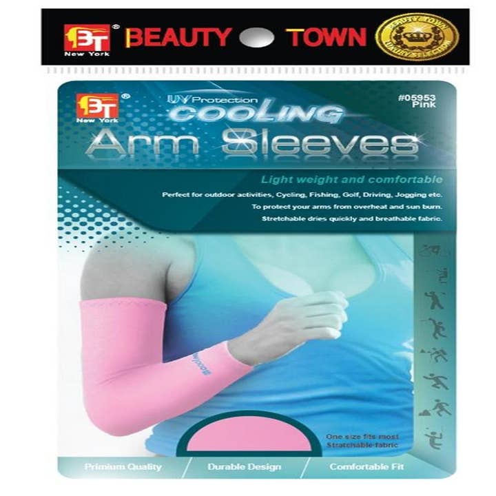 KT Supply - Wholesale Hair Accessories Set - Women's - Uv Protection Cooling Arm Sleeves Pink