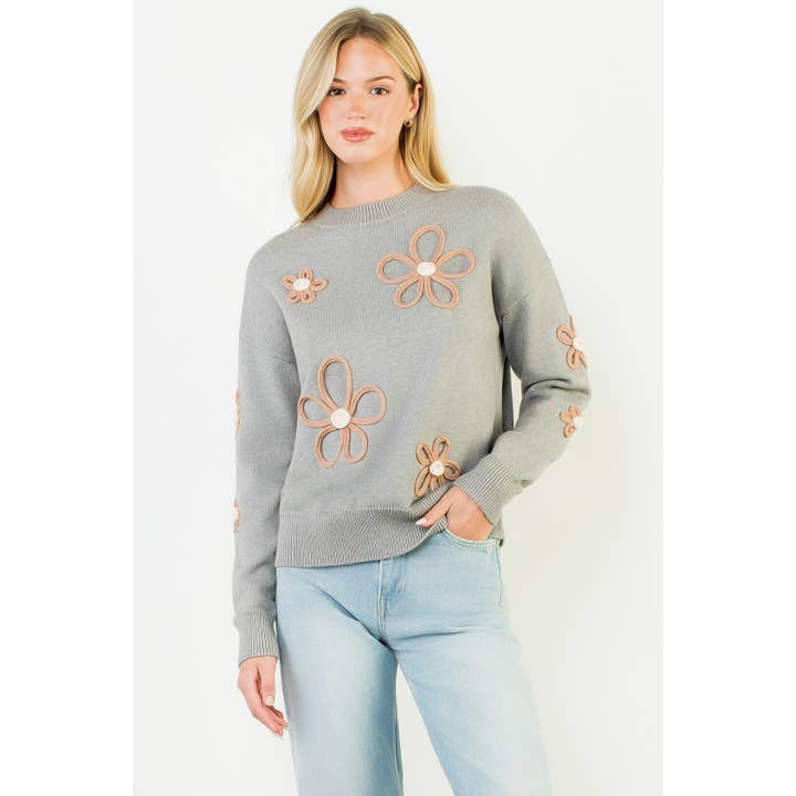Floral Detail Knit Sweater for wholesale by THML