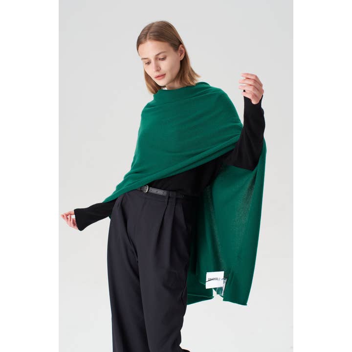 Pure Cashmere Travel Wrap - Moose Green for wholesale on Faire3