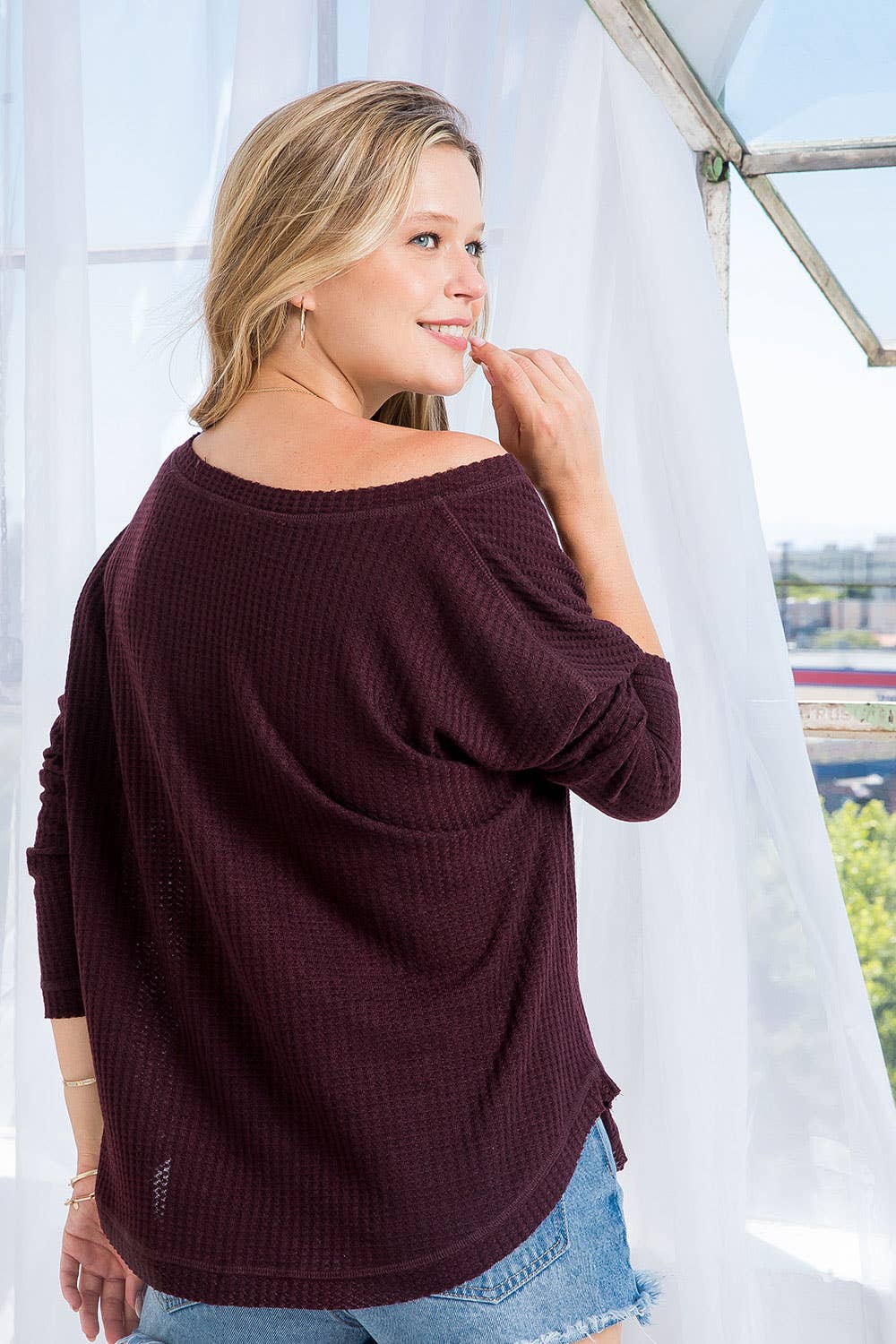 Sweet Lovely by Jen - Vente Haut en maille – femme - SW277 COL V MANCHES LONGUES DOLMAN22