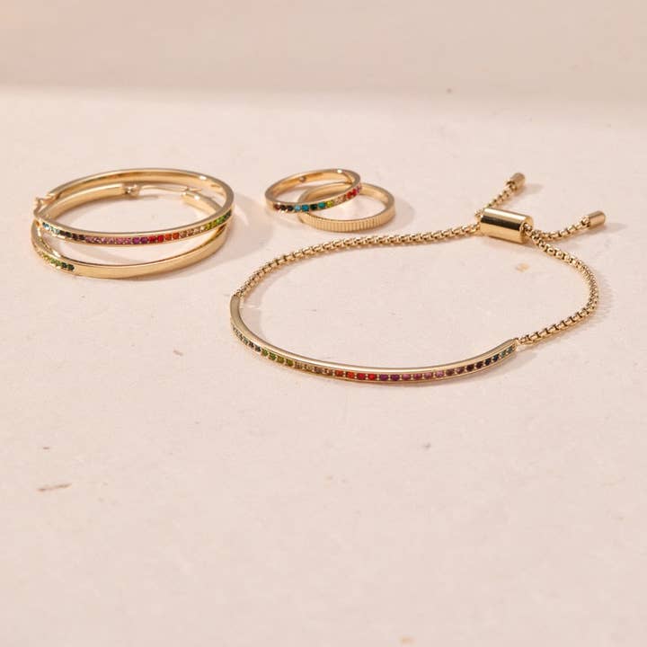 Alex and Ani - Wholesale Multi-Stone Ring - Rainbow Ombre Ring Set of 23