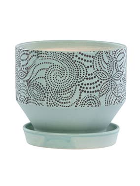 Planter, 4.5" Blue with Black Dot Design Item # 17328 for wholesale by Napco