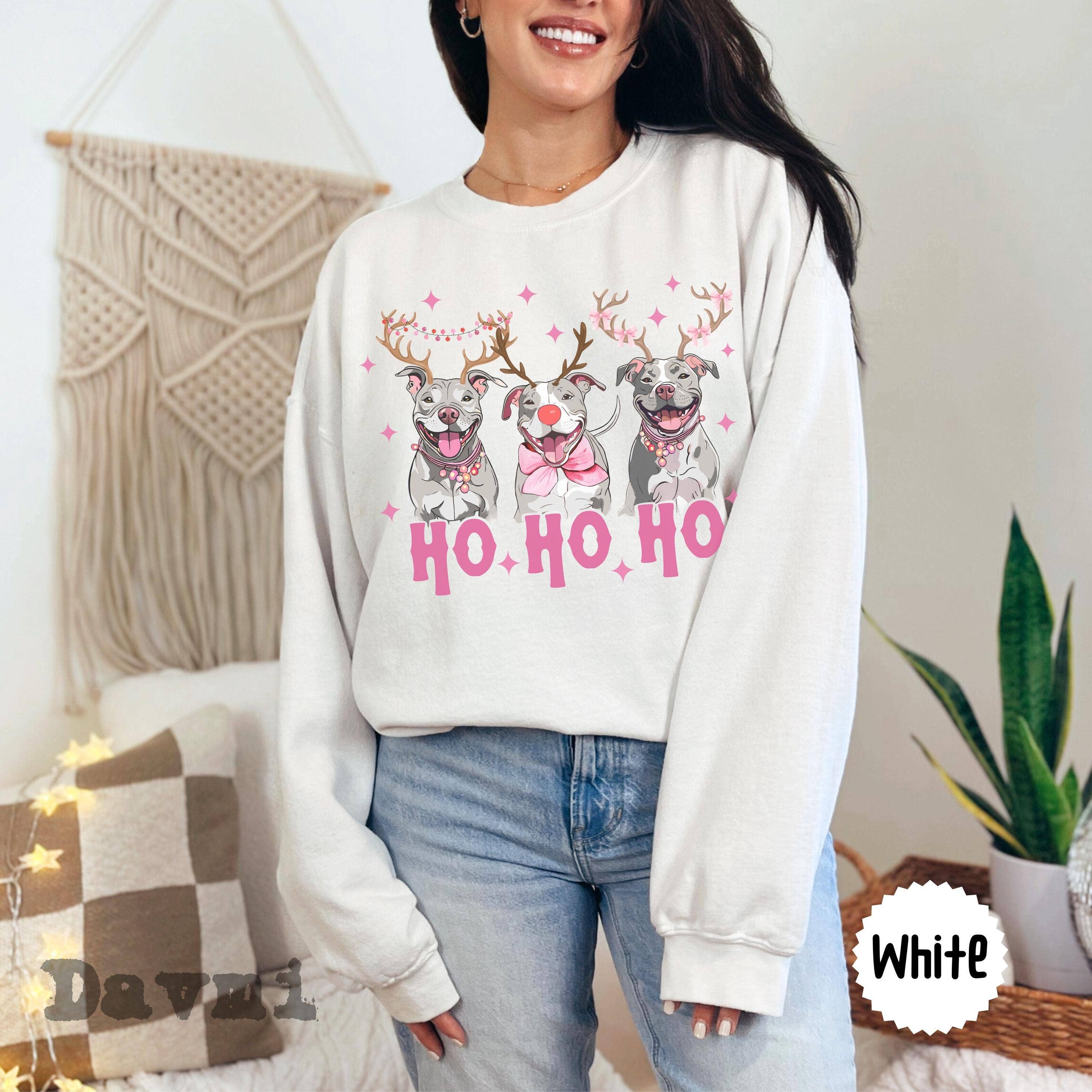 NVC Ecommerce LLC - Wholesale T-Shirt (Graphic) - Women's - Pitbull Christmas Shirt, Ho Ho Ho Crewneck Sweater5