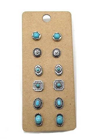 Conjunto de 6 Pares de Brincos Delicados Western por atacado de Snowing West