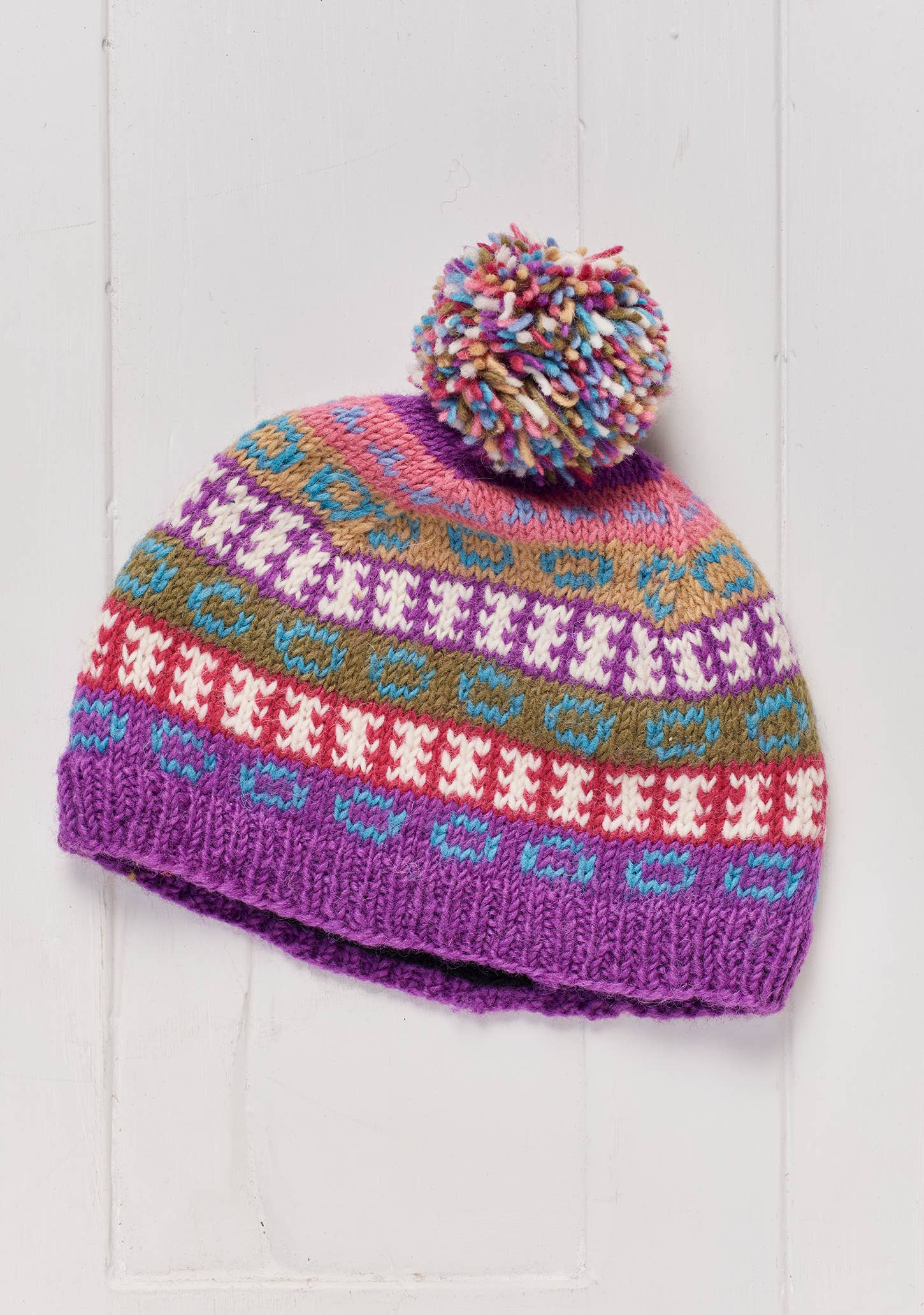 Namaste – wholesale Mössa - Dam – Dolpo Pompom Mössa, handstickad, fleecefodrad0