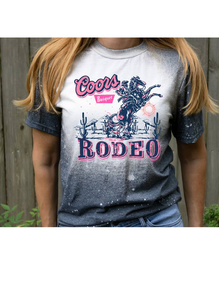 4 little hearts - Wholesale Screen Printed T-Shirt - Women's - Coors rodeo bleached western graphic tee