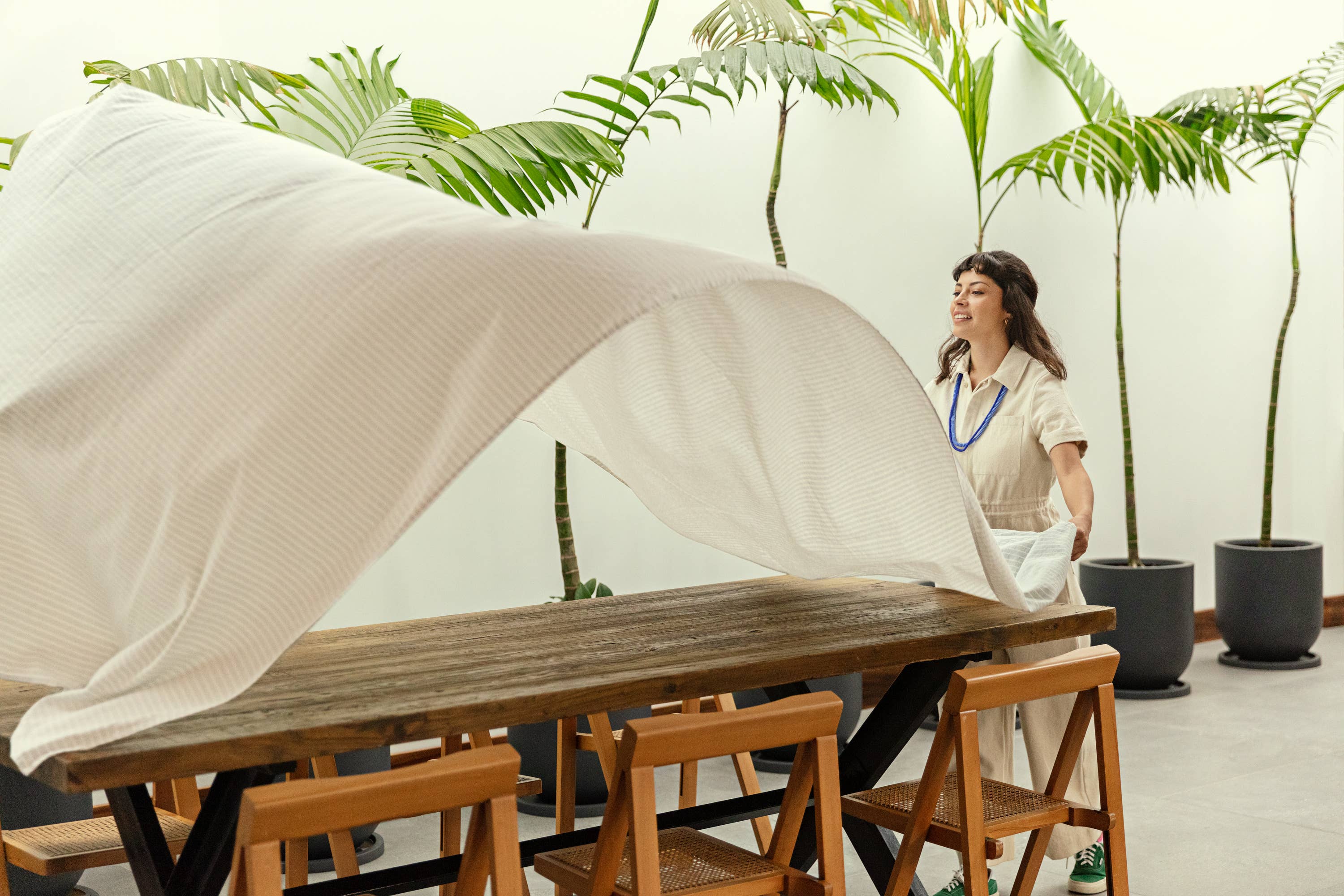 MEEMA – Engroshandel Dug – Naturlig Dug Moderne Striber – Genanvendt Bomuld, 3 Størrelser2