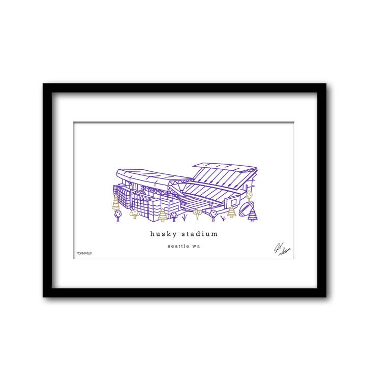 Décoration murale minimaliste du stade Husky Washington Art pour la vente par Townsville Art