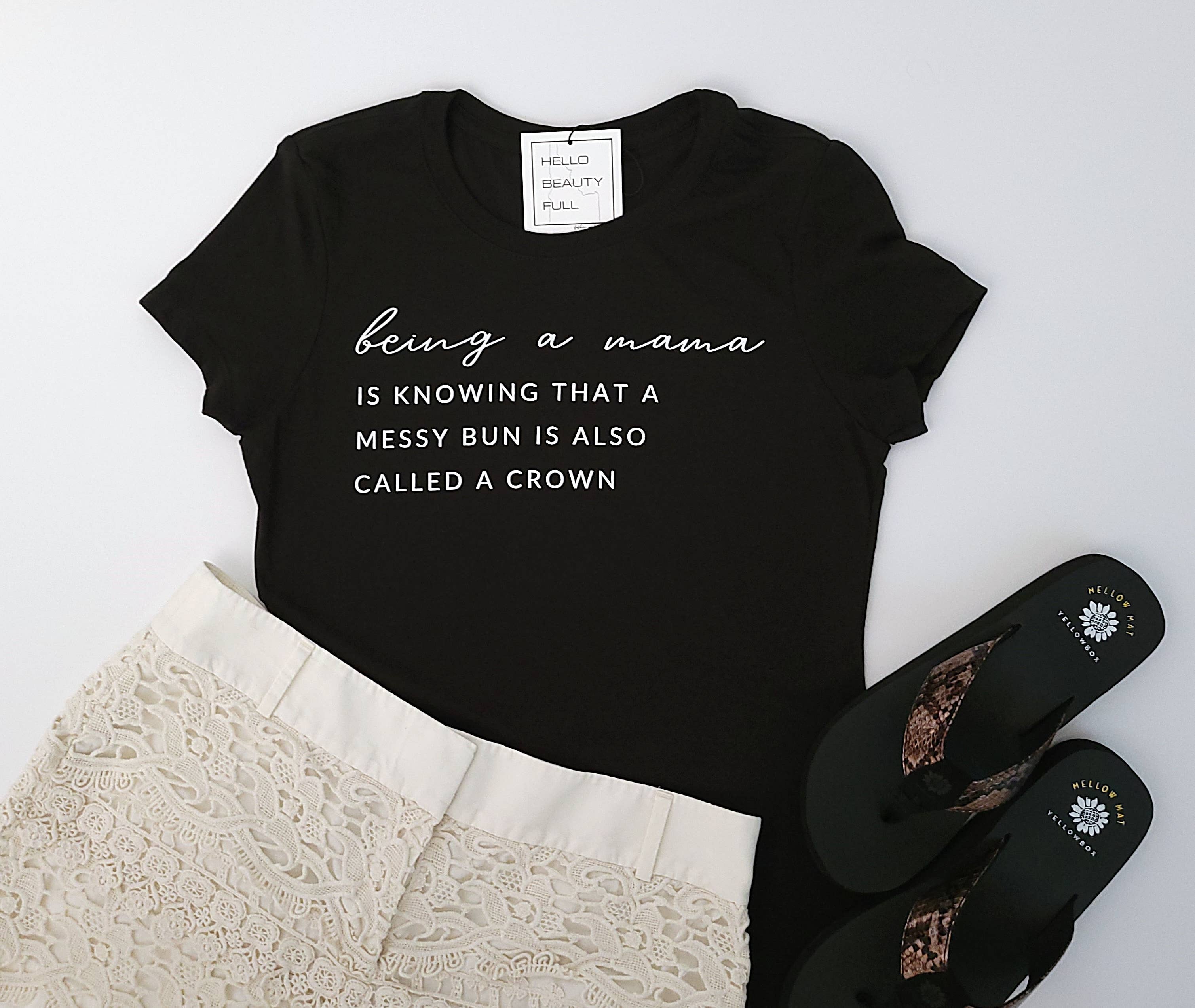 Hello Beauty Full & Co. - Wholesale Screen Printed T-Shirt - Women's - Mama T-Shirt, being a mama ladies V neck, mothers day, bun2