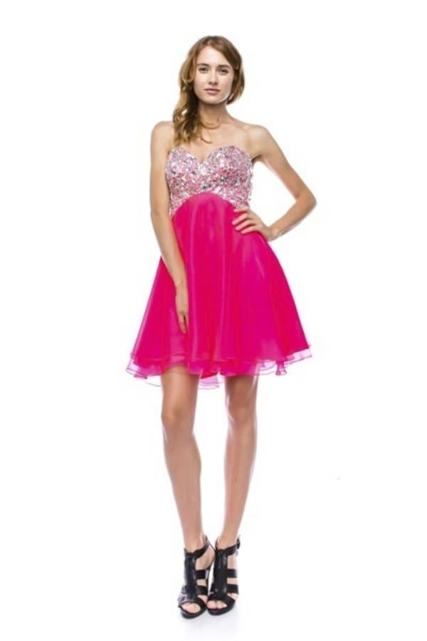 Chicas – Engroshandel Kjole - Dame – Kort chiffon kjole med rhinestones C15613