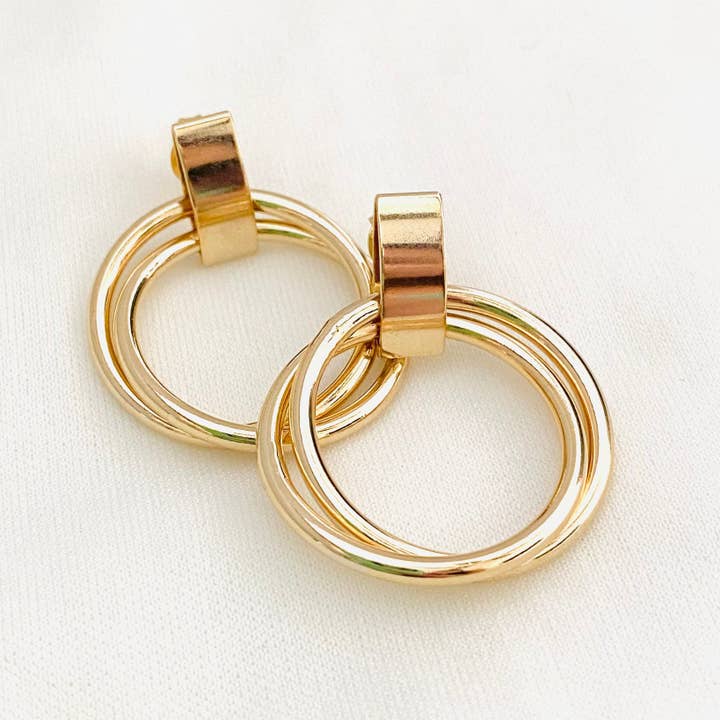 Housegoldjewelry - Vente Boucles d'oreilles pendantes - Boucles d'oreilles créoles doubles, créoles, créoles pendantes,2