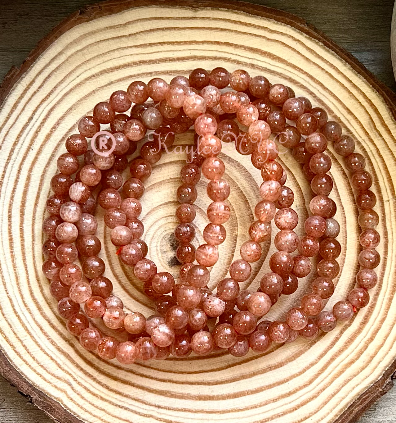 KayleeNYC - Wholesale Beaded Bracelet - Natural Sunstone 6mm 7.5” Crystal Healin1