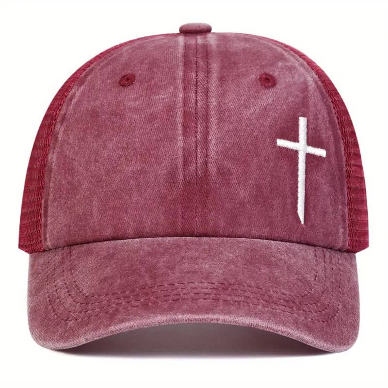 Syrrios Gifts LLC - Wholesale Trucker Hat - Unisex - Christian Cross Embroidered Trucker Hat Adjustable Mesh6