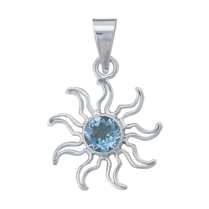 Sterling Silver Blue Topaz Sun Pendant for wholesale by Charles Albert Inc