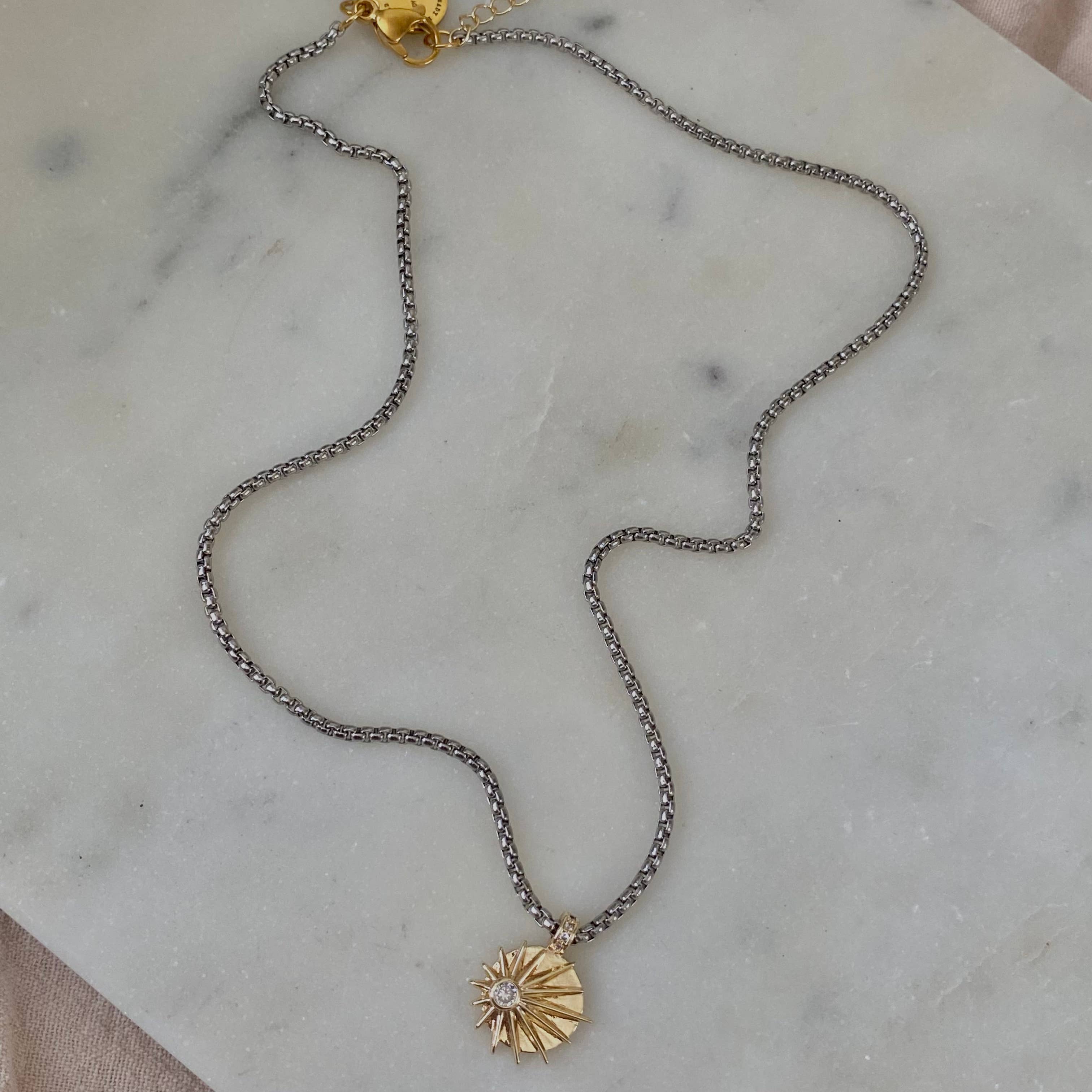 Amady Jewelry – Großhandel Kette mit Anhänger/Charm – Sonnenaufgang Zirkonia vergoldete Halskette Silber Ombre7