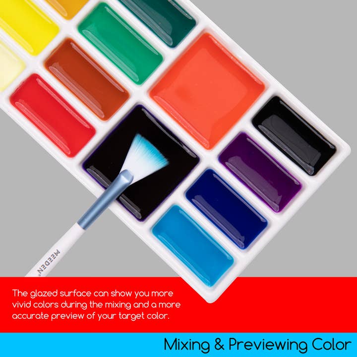 Pintar Art Supply - Wholesale Palette/Mixing Tray - MEEDEN 14-Well Ceramic Paint Palette, Porcelain Watercolor Painting Palette, Porcelain Paint Tray, Ceramic Mixing Palette for Watercolor, Gouache, Acrylic Painting
