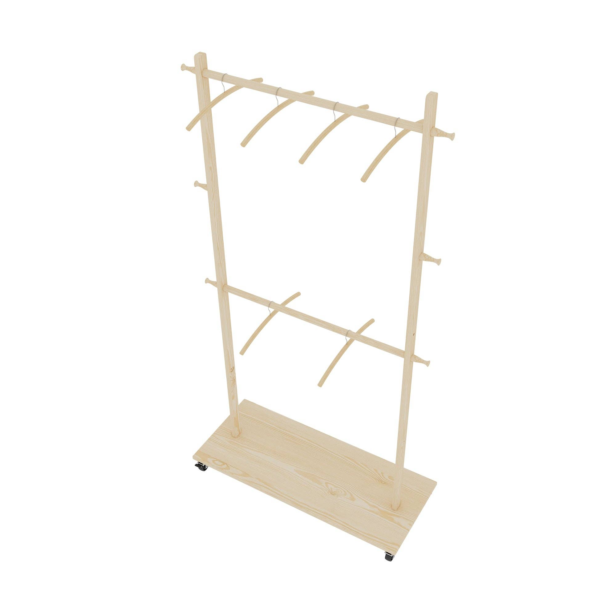 39F Inc. - Wholesale Clothes Hangers - Solid Wood Garment Rack with Shelf, Wheels & 6 Hangers5
