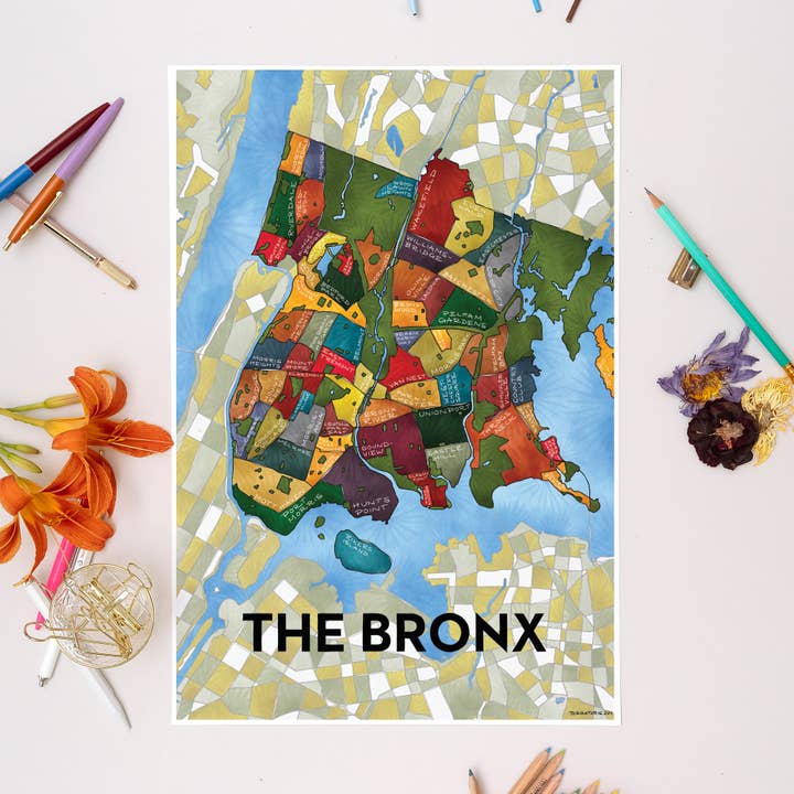 Terratorie Maps + Goods – wholesale Konsttryck – Bronx stadsdelar Karta Konsttryck