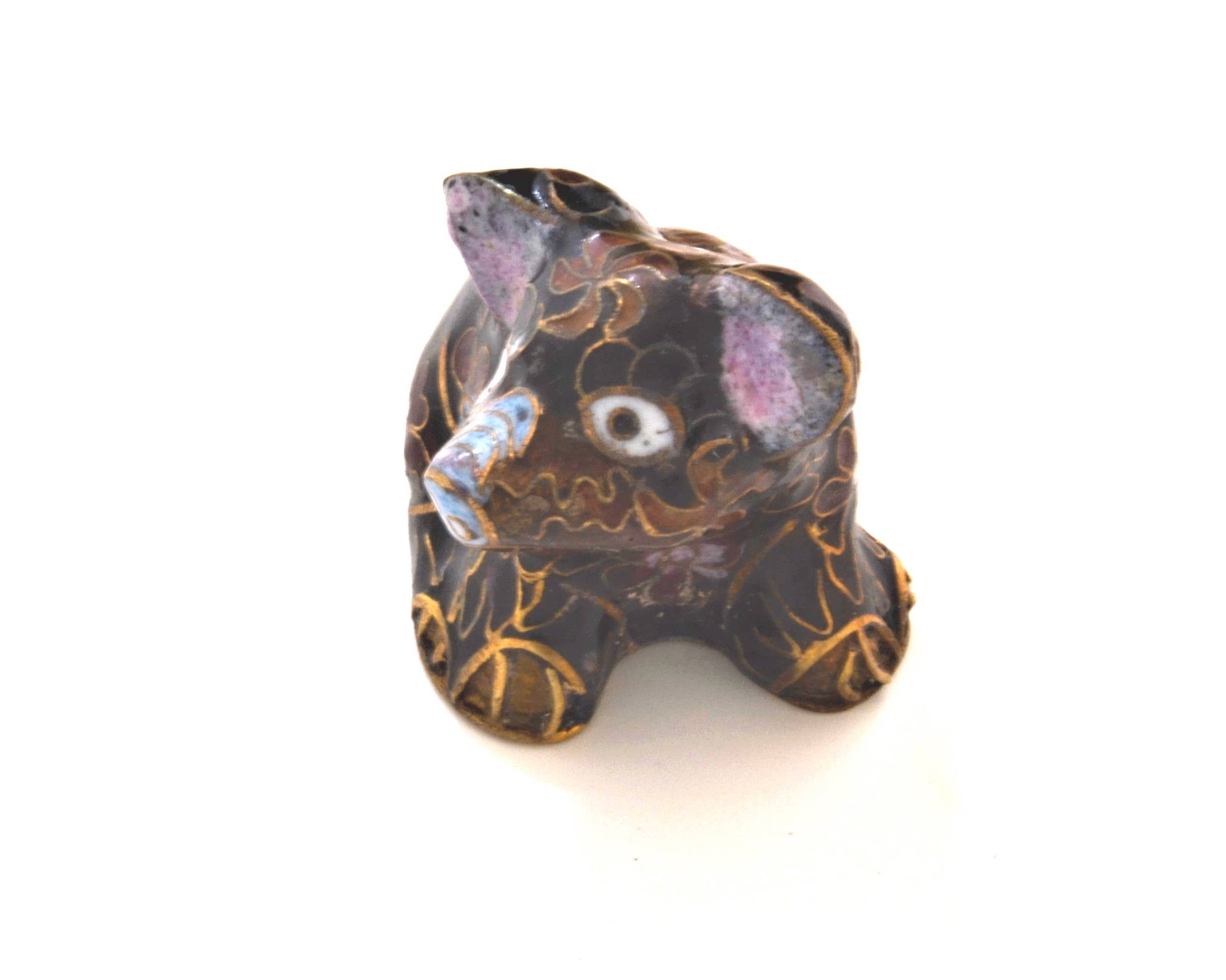 Ciel Collectables - Wholesale Decorative Figurine - Vintage Cloisonne Pig Figurine. Handmade with Floral Design10