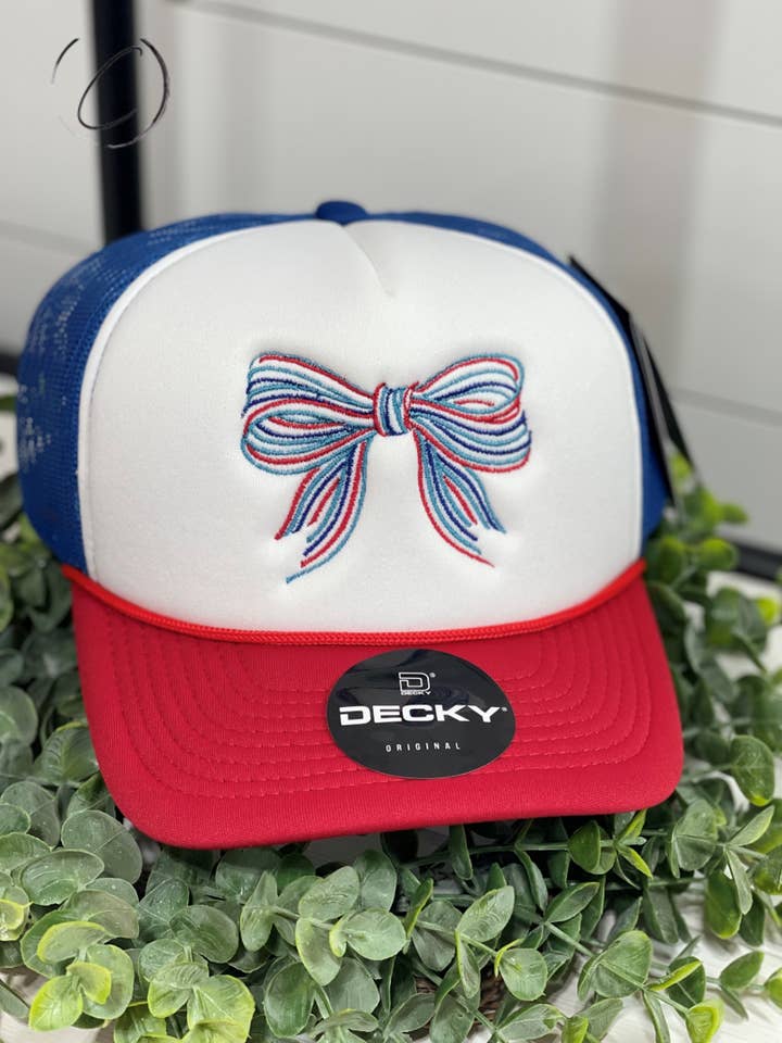Adult Patriotic Doodle Bow Embroidered Foam Snapback Hat for wholesale by CMD Wholesale