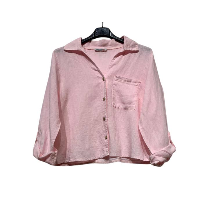 LINEN & COTTON HOUSE - Wholesale Buttoned-down shirt – Women's - 6235 SHORT LINEN SHIRT WITH FRONT POCKET8